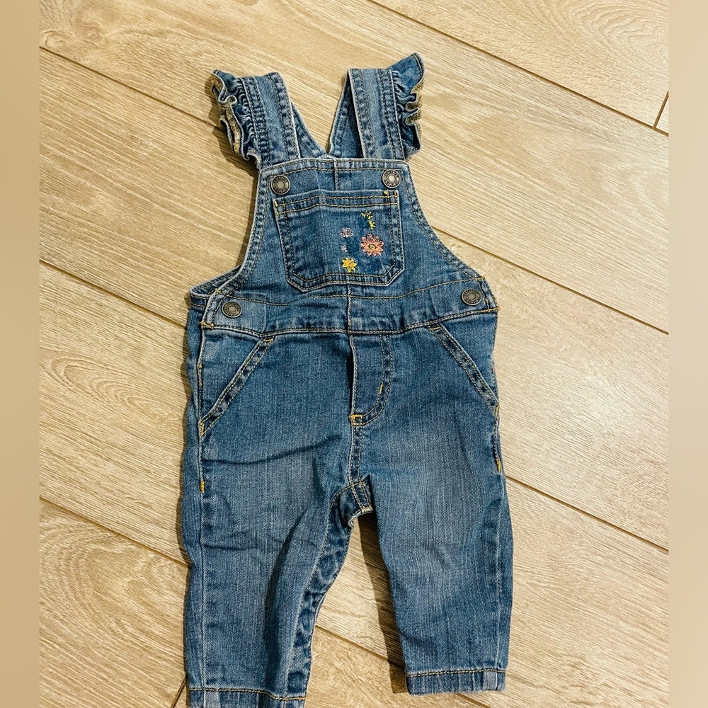 Carters overalls 3 mo with embroidery and ruffle straps
